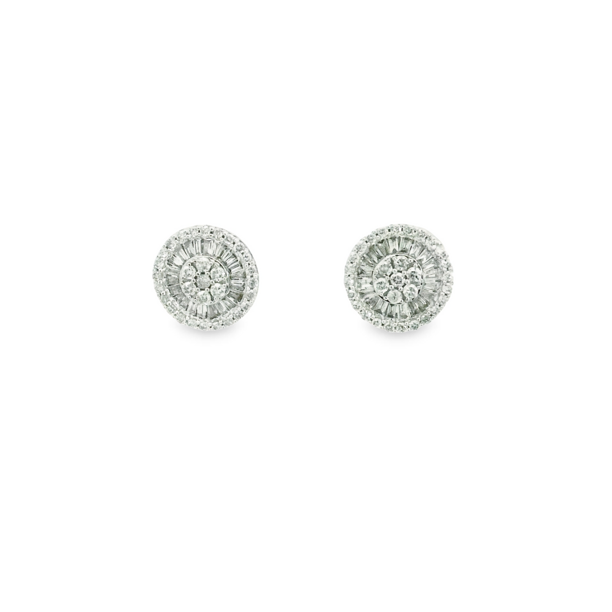 Bianco Diamond Halo Stud Earrings - 18K White Gold