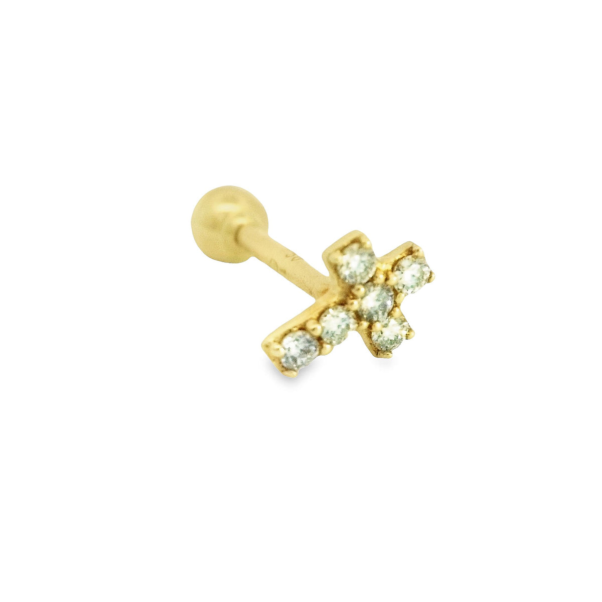 Diamond Cross 18K Gold Piercing