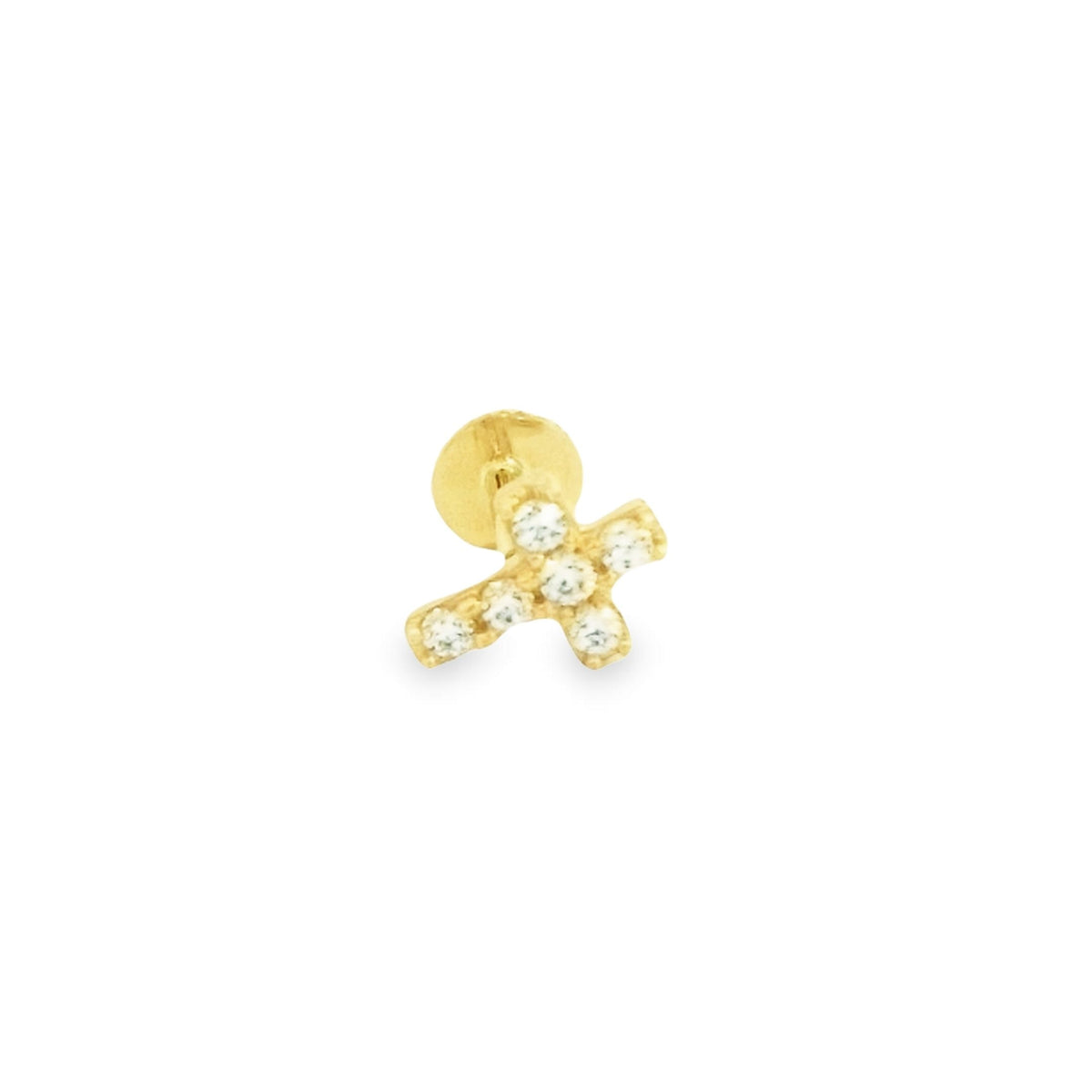 Zirconia Cross 14K Gold Piercing