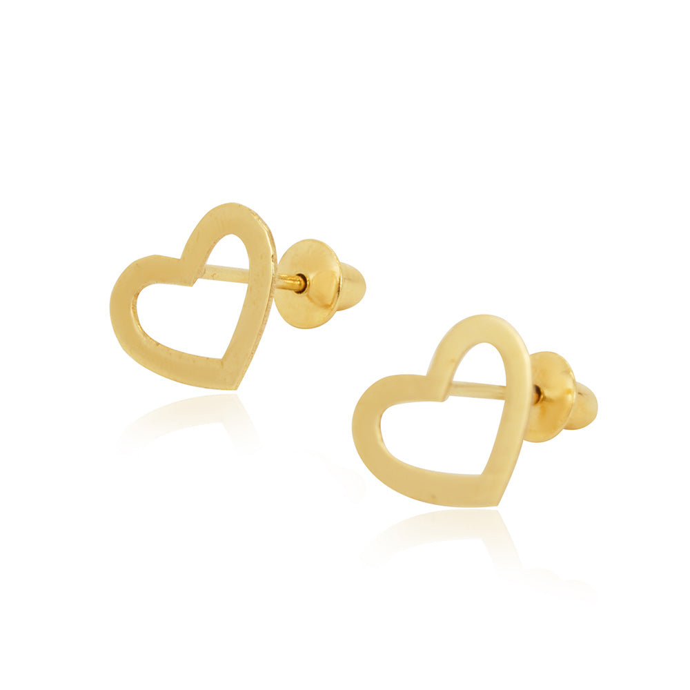 Open Heart 18K Gold Earring