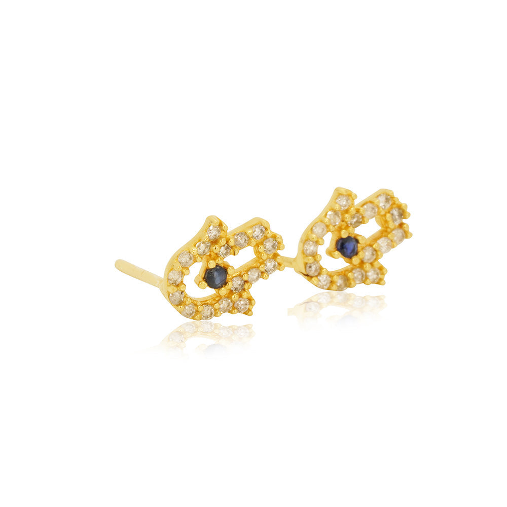 Sapphire Hamsa Hand 18K Gold Earring