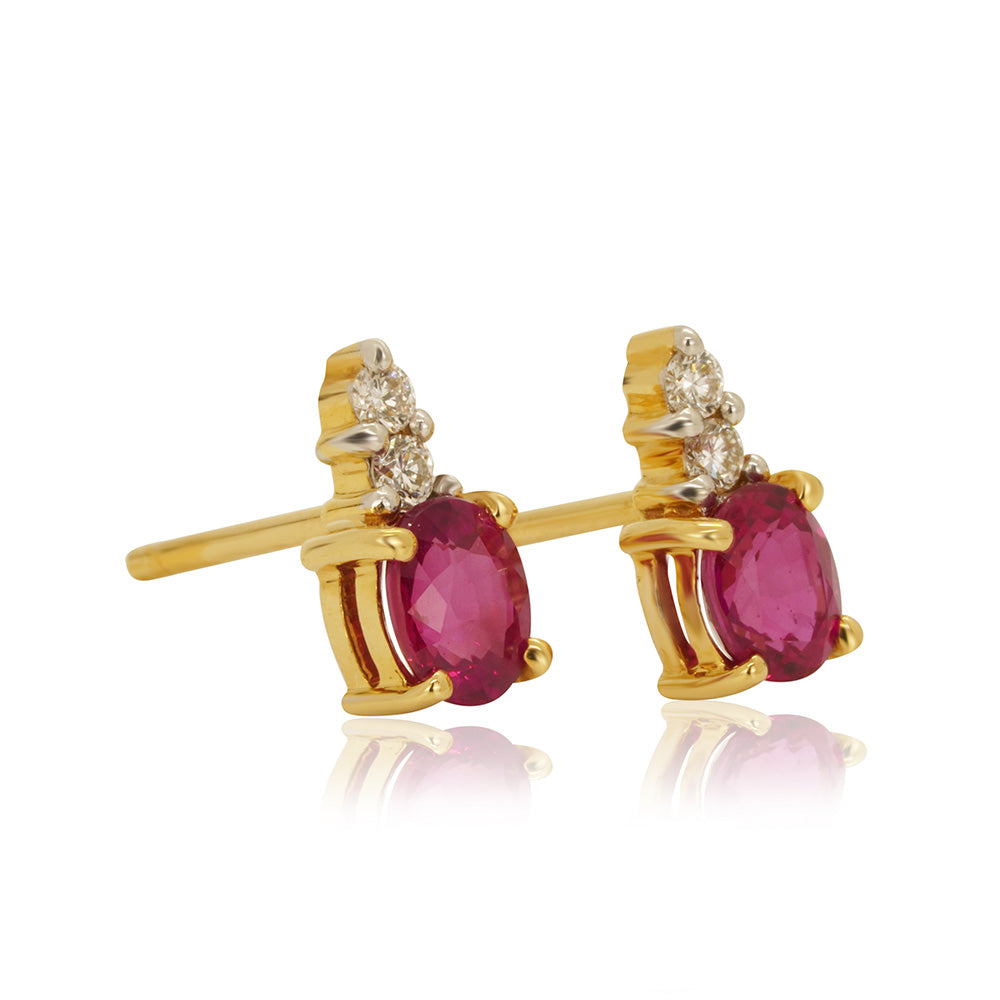 Lotus Flower 18K Gold With Ruby Earring