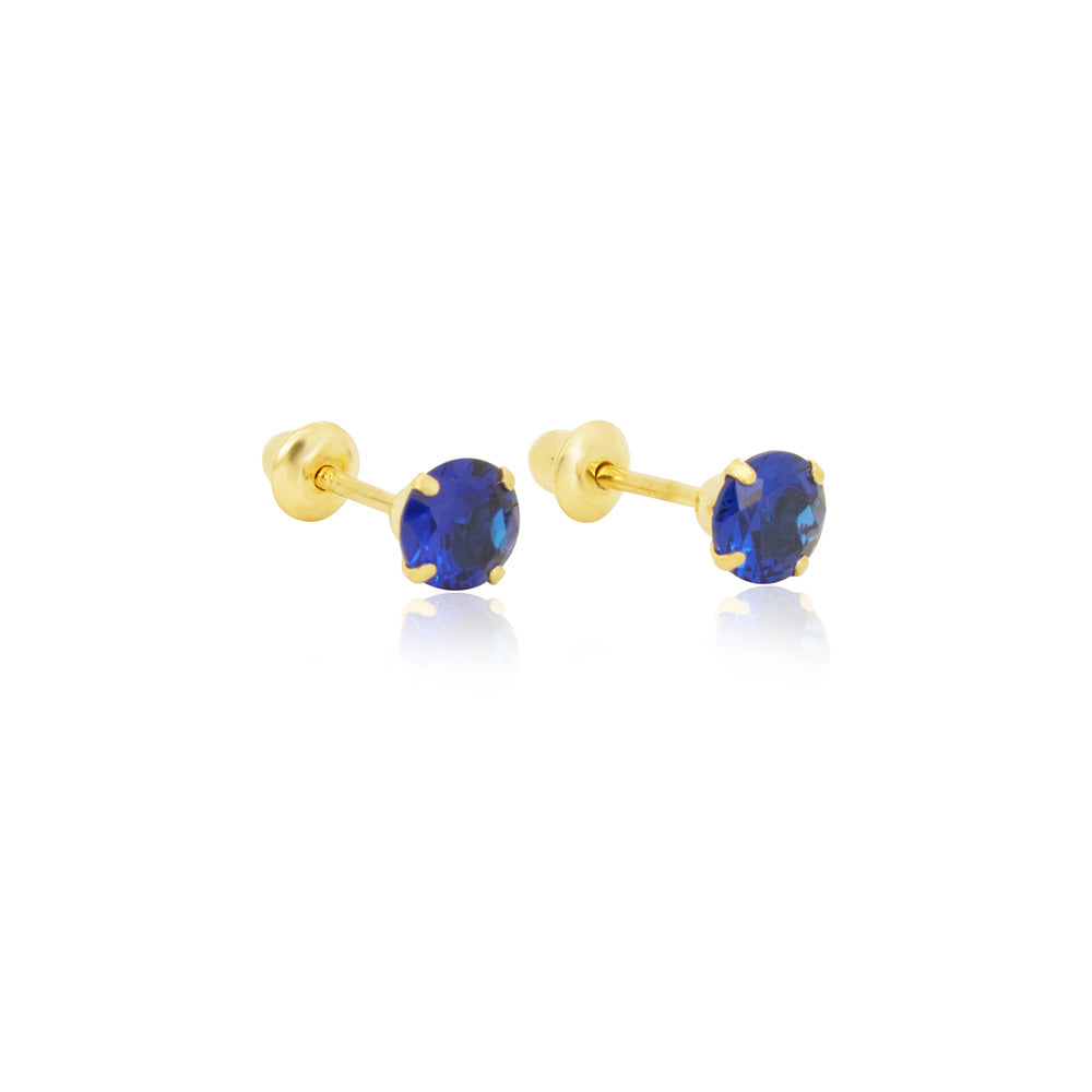 Blue Dot 18K Gold Earring