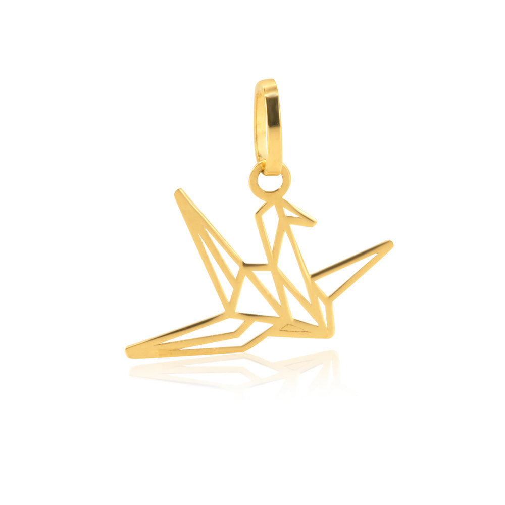Origami Tsuru 18K Gold Pendant