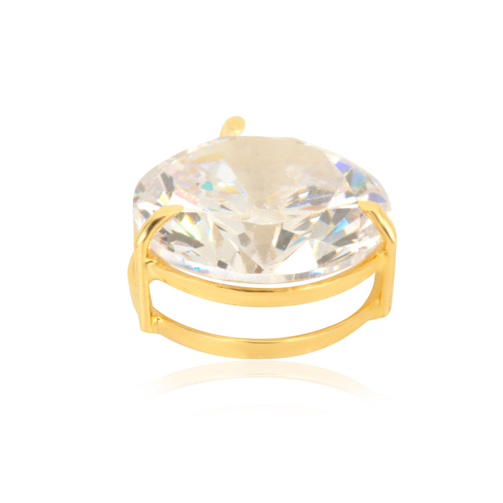 Solitaire Round Zirconia 18K Gold Pendant