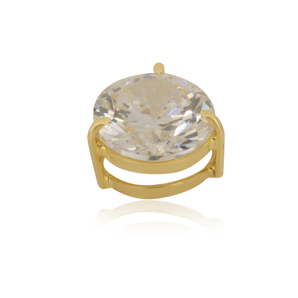 Solitaire Round Zirconia 18K Gold Pendant