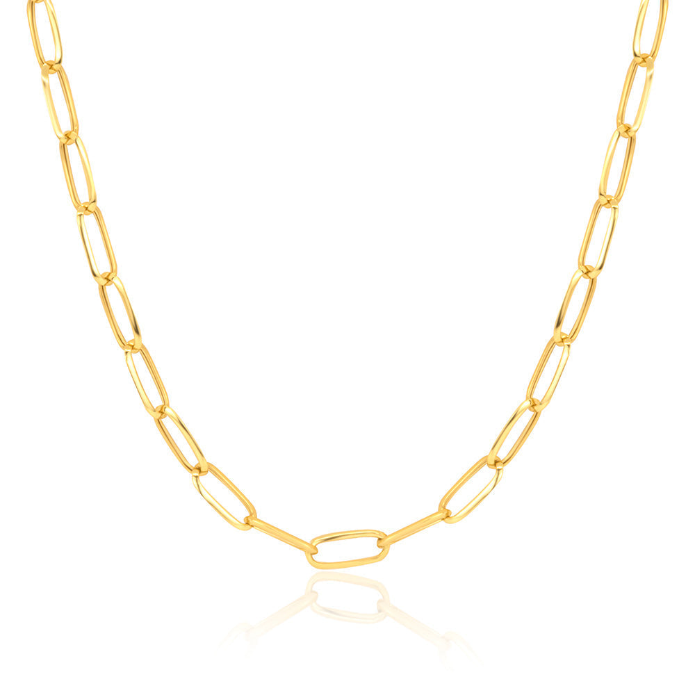 Modern Paperclip Chain 18K Gold Necklace 15.7 In
