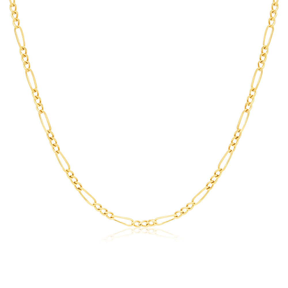 Unisex Figaro Link 18K Gold Necklace 19.6 In