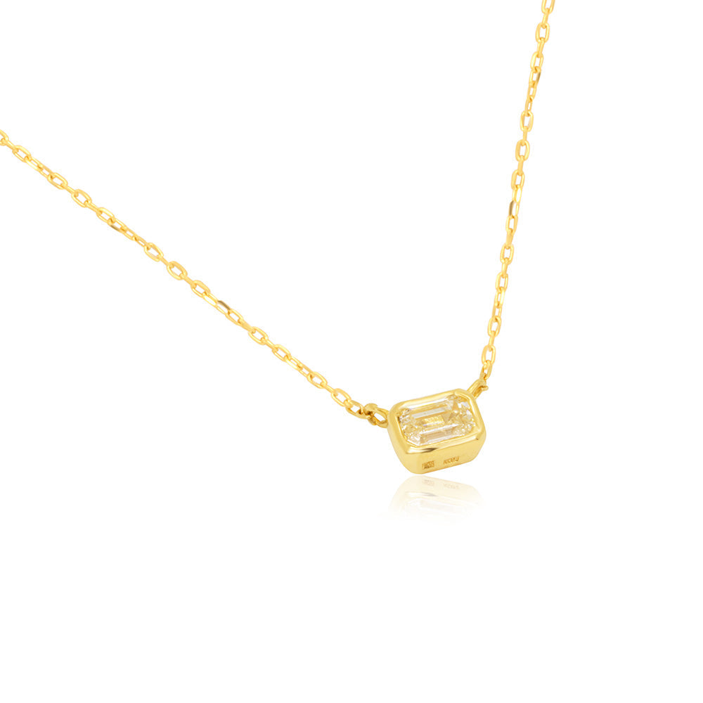Emerald Cut Solitaire 18K Gold Necklace