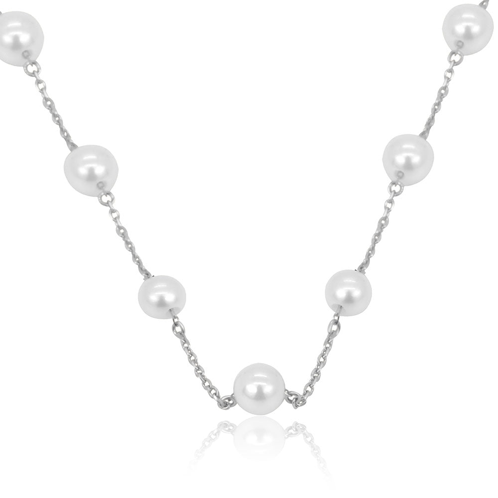 Delicate Pearl White Gold Bracelet