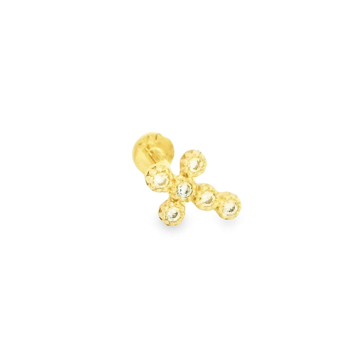 Delicate Zirconia Cross 14K Gold Piercing