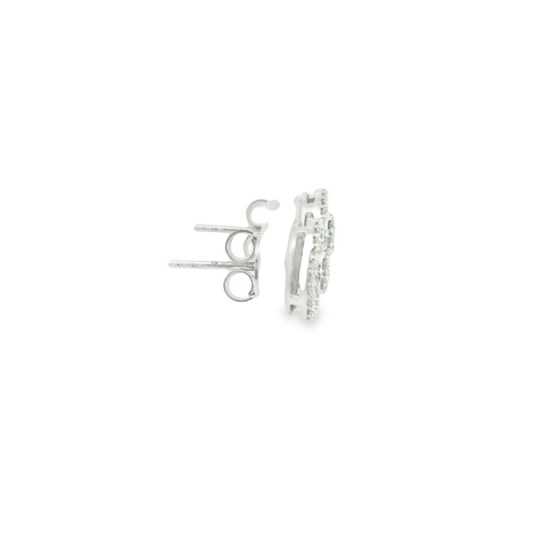 Bianco Diamond Halo Stud Earrings - 18K White Gold