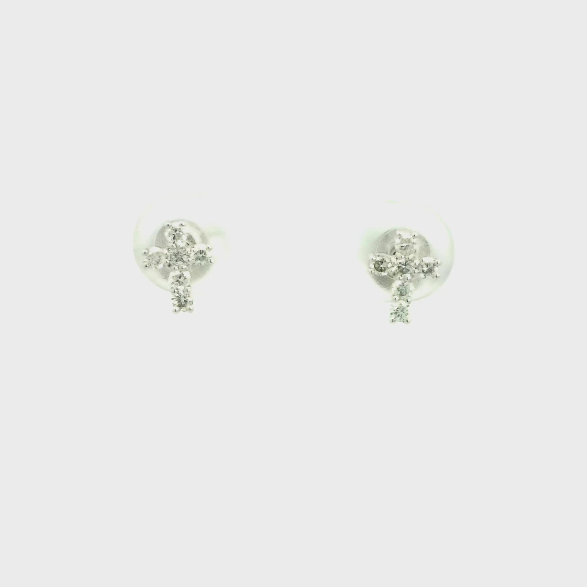 Diamond Pave Cross 18K White Gold Earring