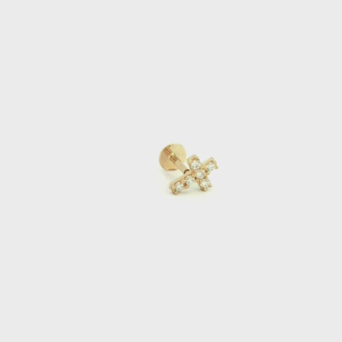 Zirconia Cross 14K Gold Piercing