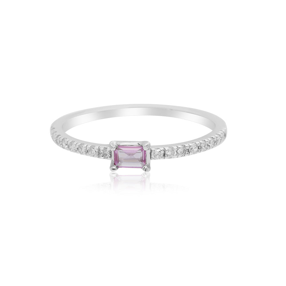 Pink Sapphire 18K White Gold Ring