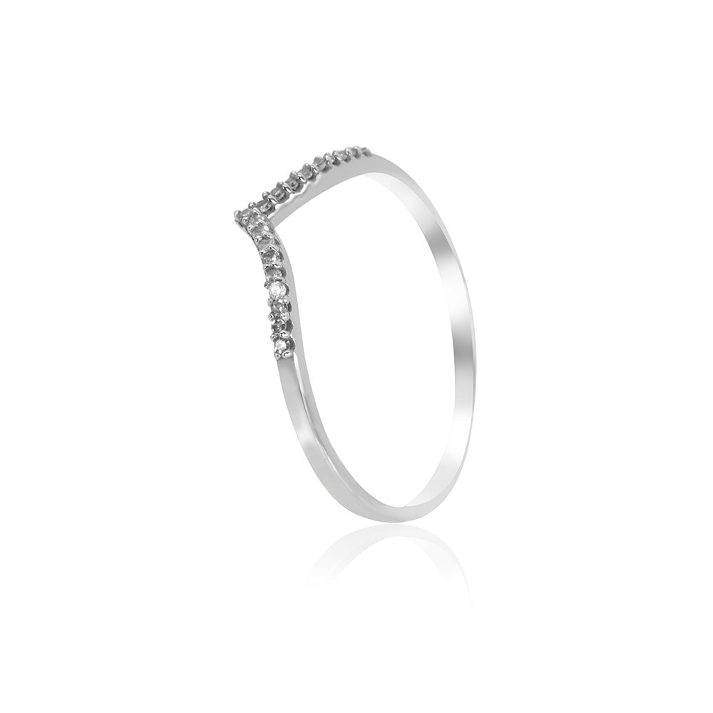 Chevron Diamond 18K White Gold Ring