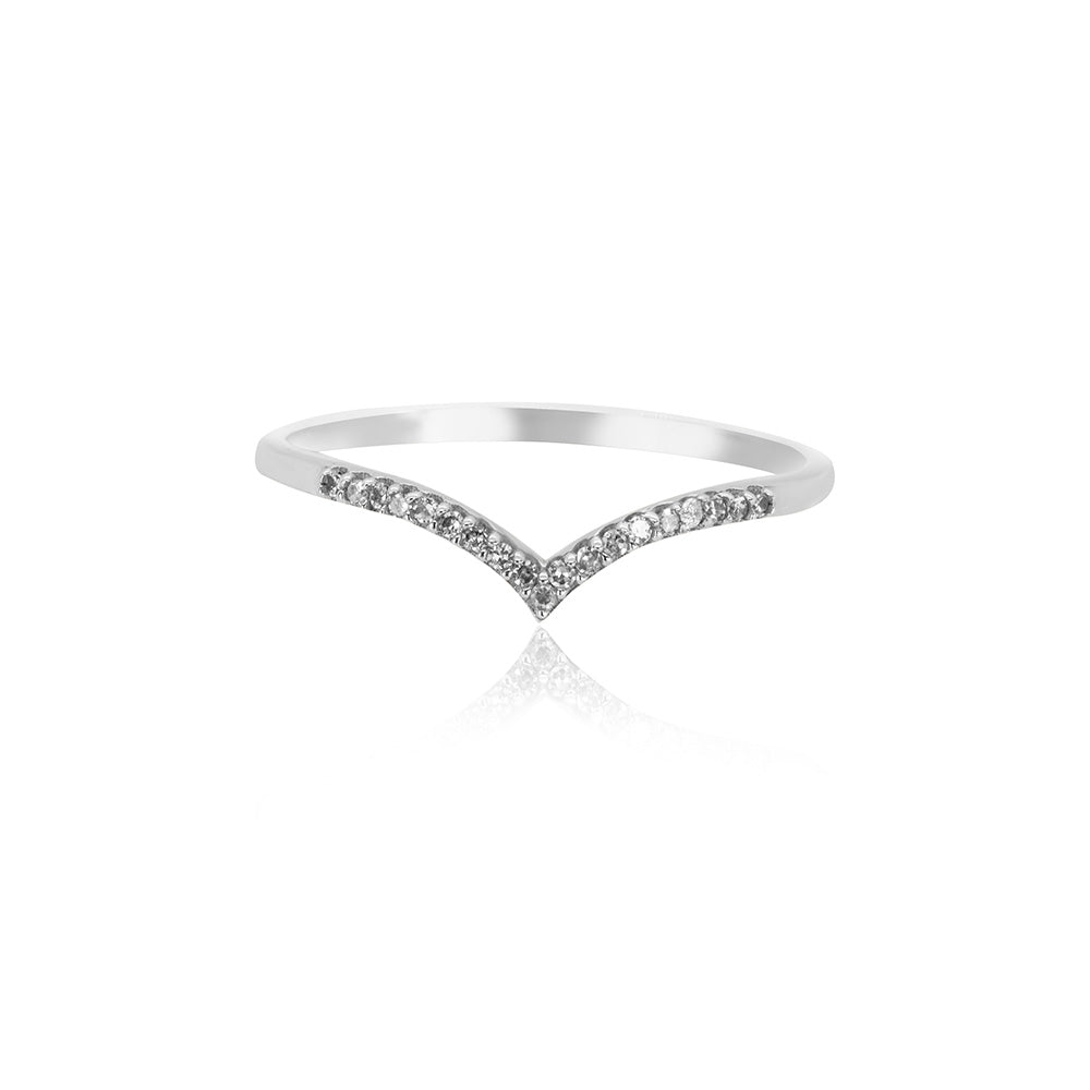 Chevron Diamond 18K White Gold Ring