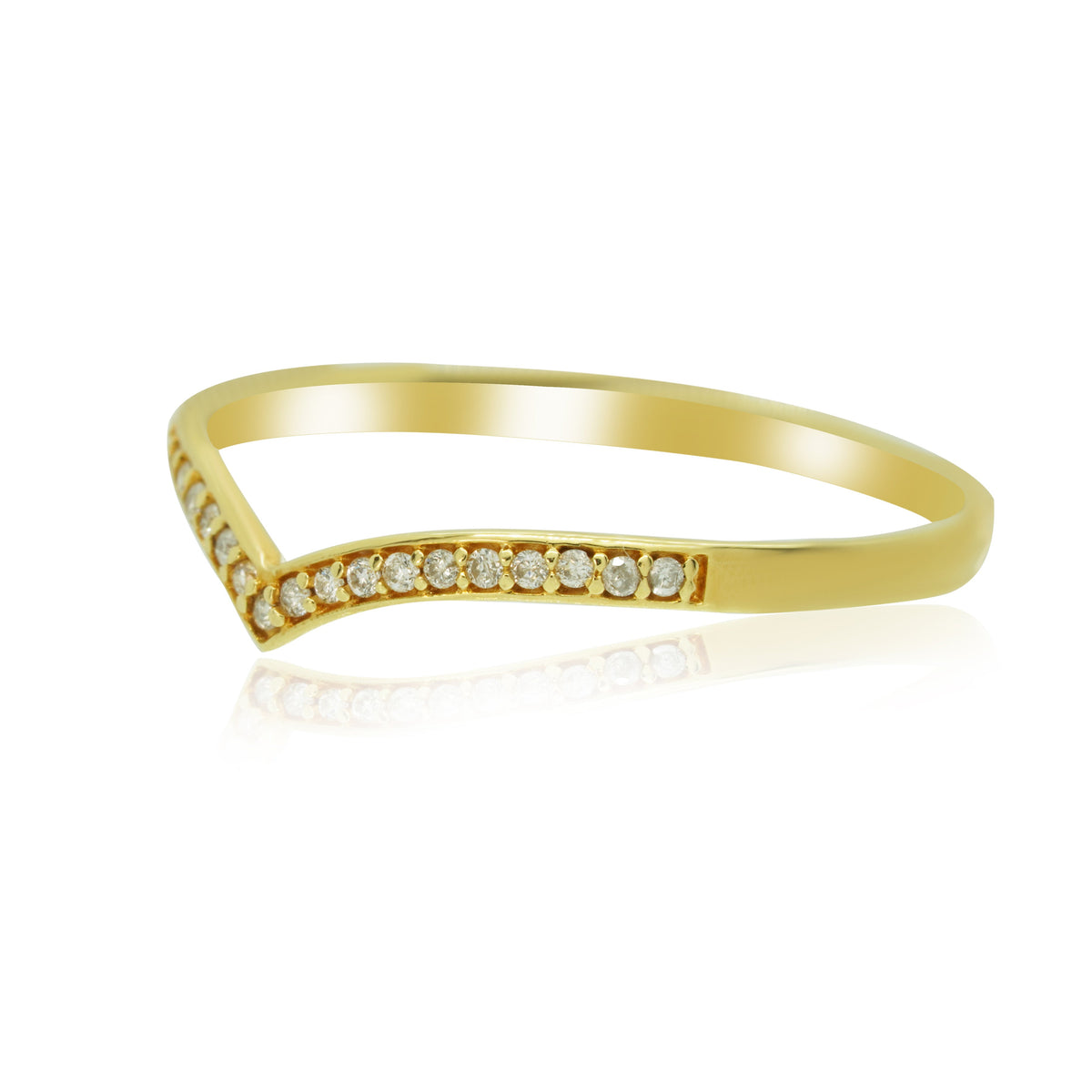 Chevron Diamond 18K Gold Ring