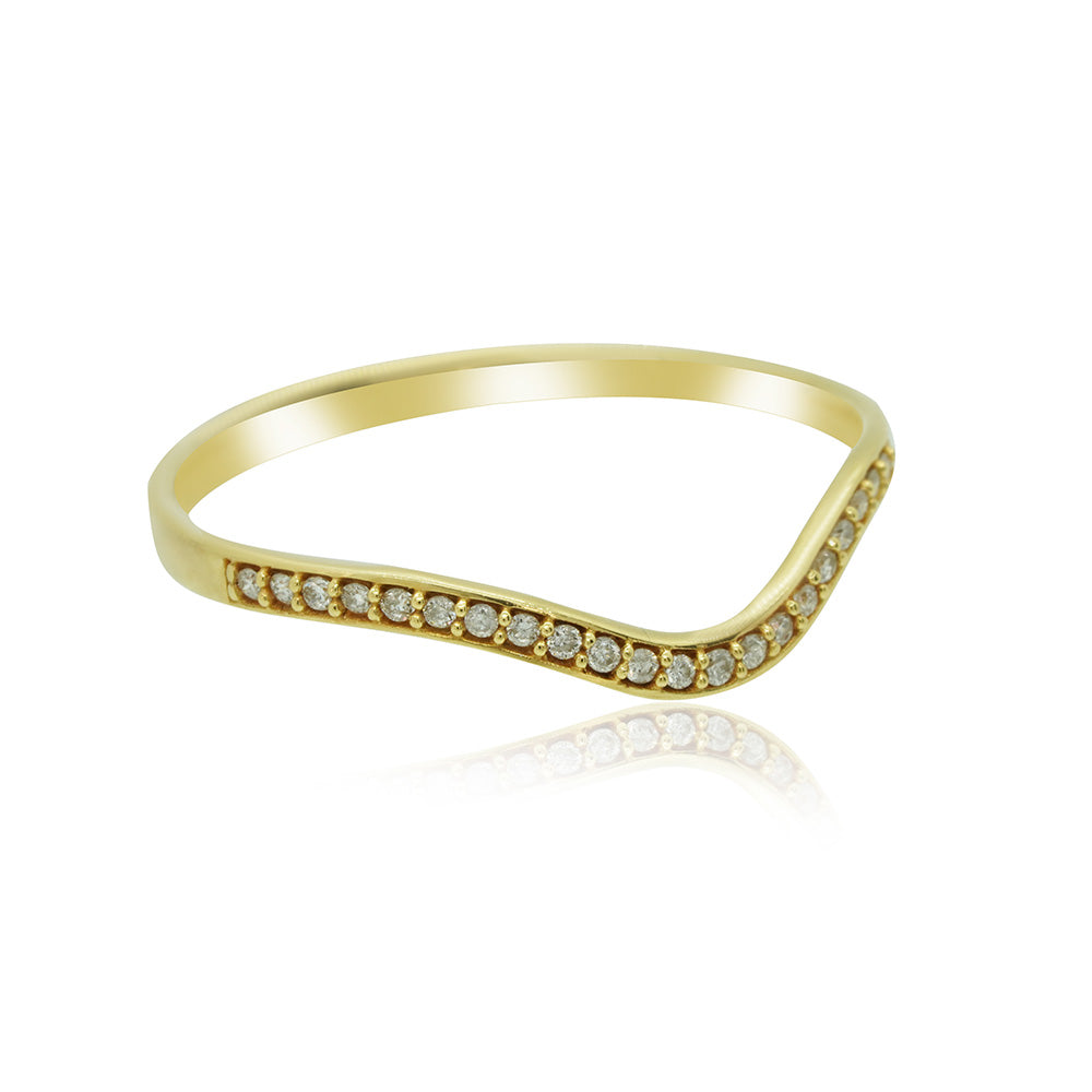 Wave Diamond 18K Gold Ring