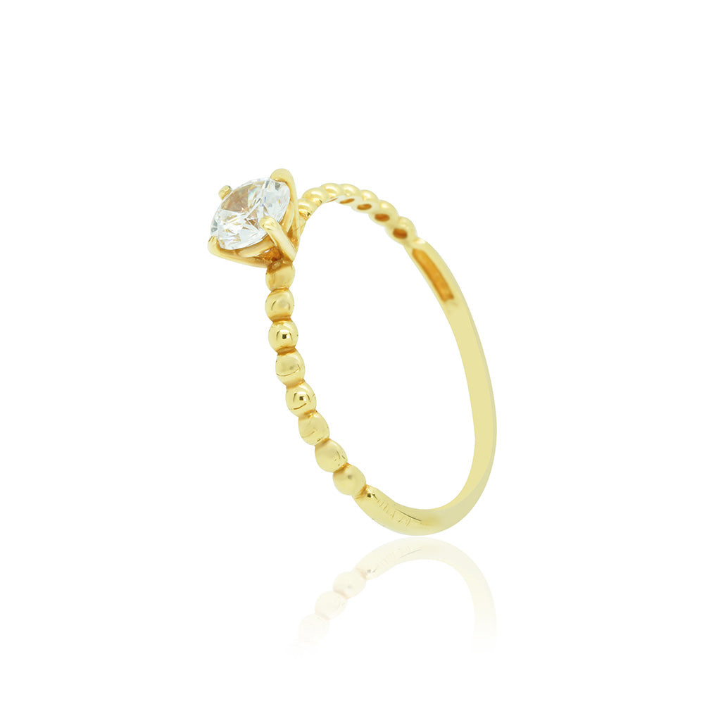 Solitaire with Spheres 18K Gold Ring