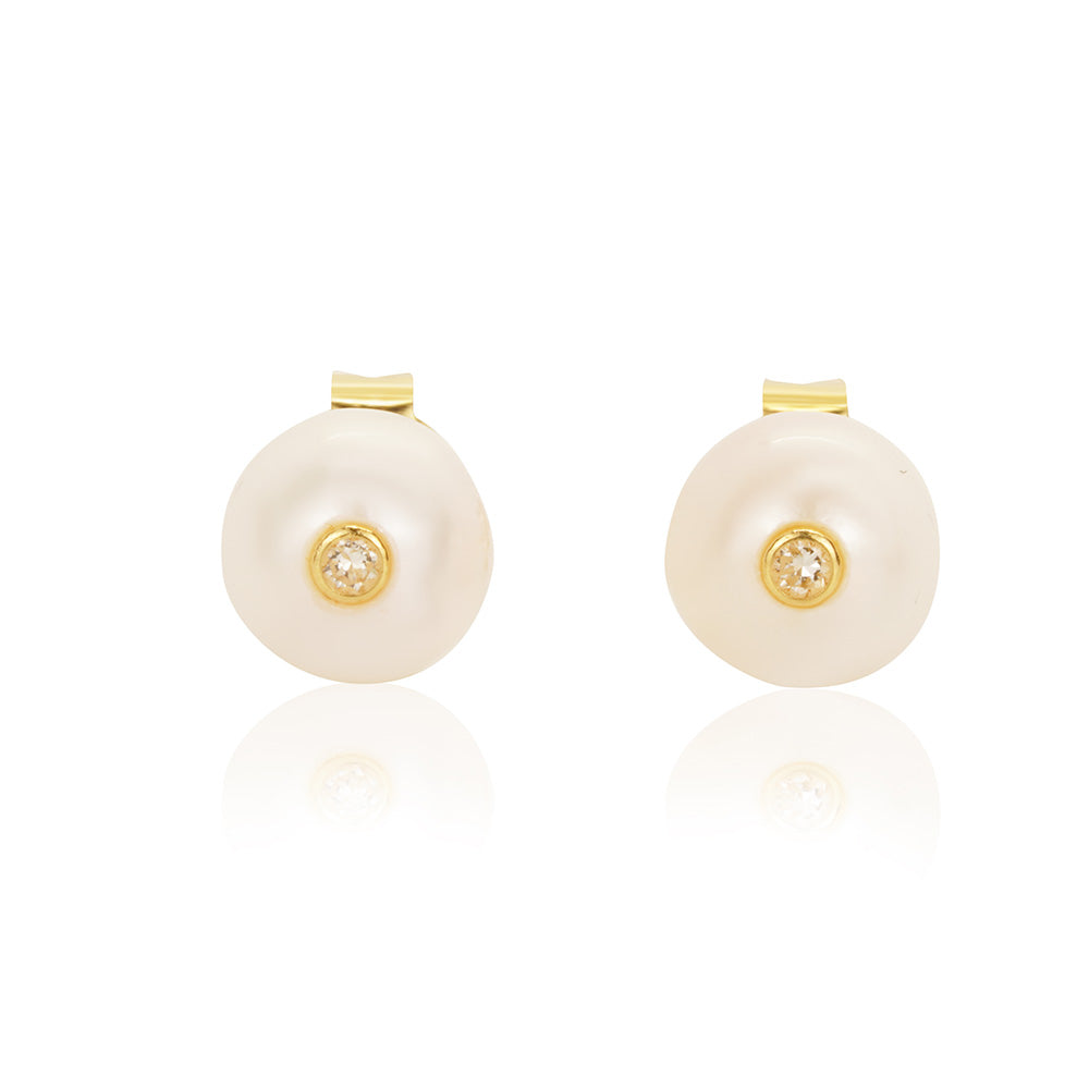 Classic Pearl with Diamond 18K Gold Earring
