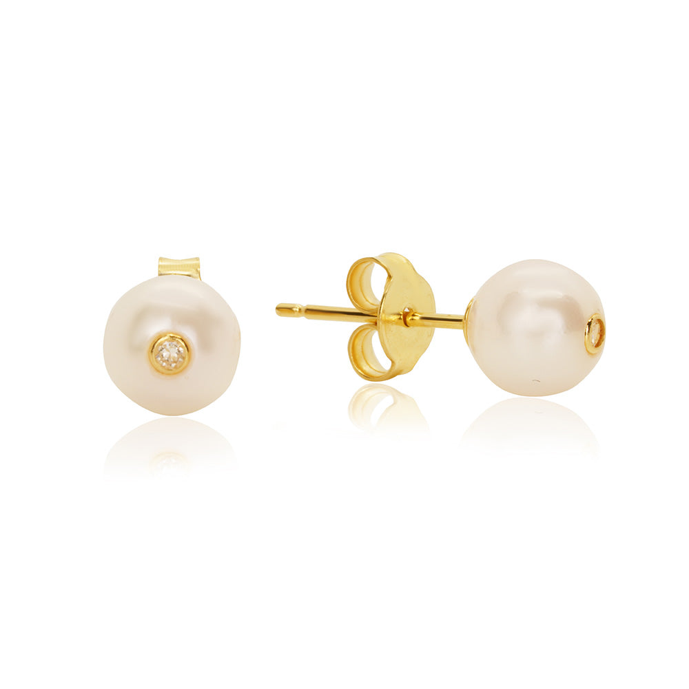 Classic Pearl with Diamond 18K Gold Earring