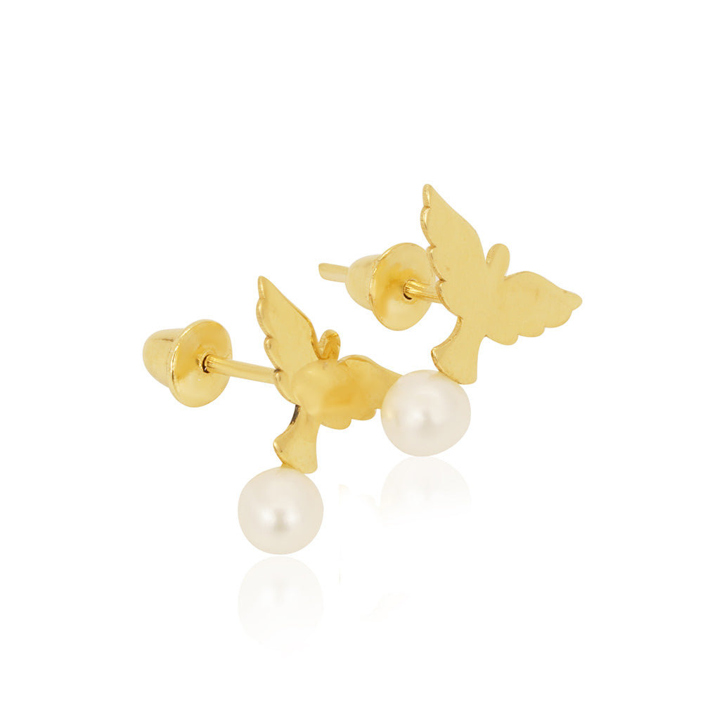 Holy Spirit 18K Gold with Pearl Earring