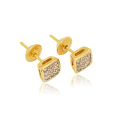 Square With Diamonds 18K Gold Earring