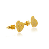 Heart Button 18K Gold With Diamonds Earring