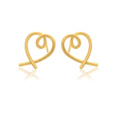 Wire Heart 18K Matte Gold Earring