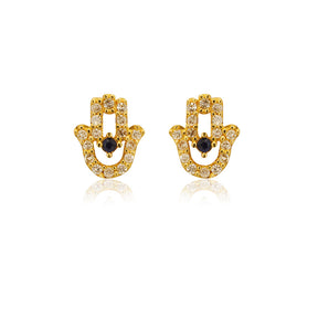 Sapphire Hamsa Hand 18K Gold Earring