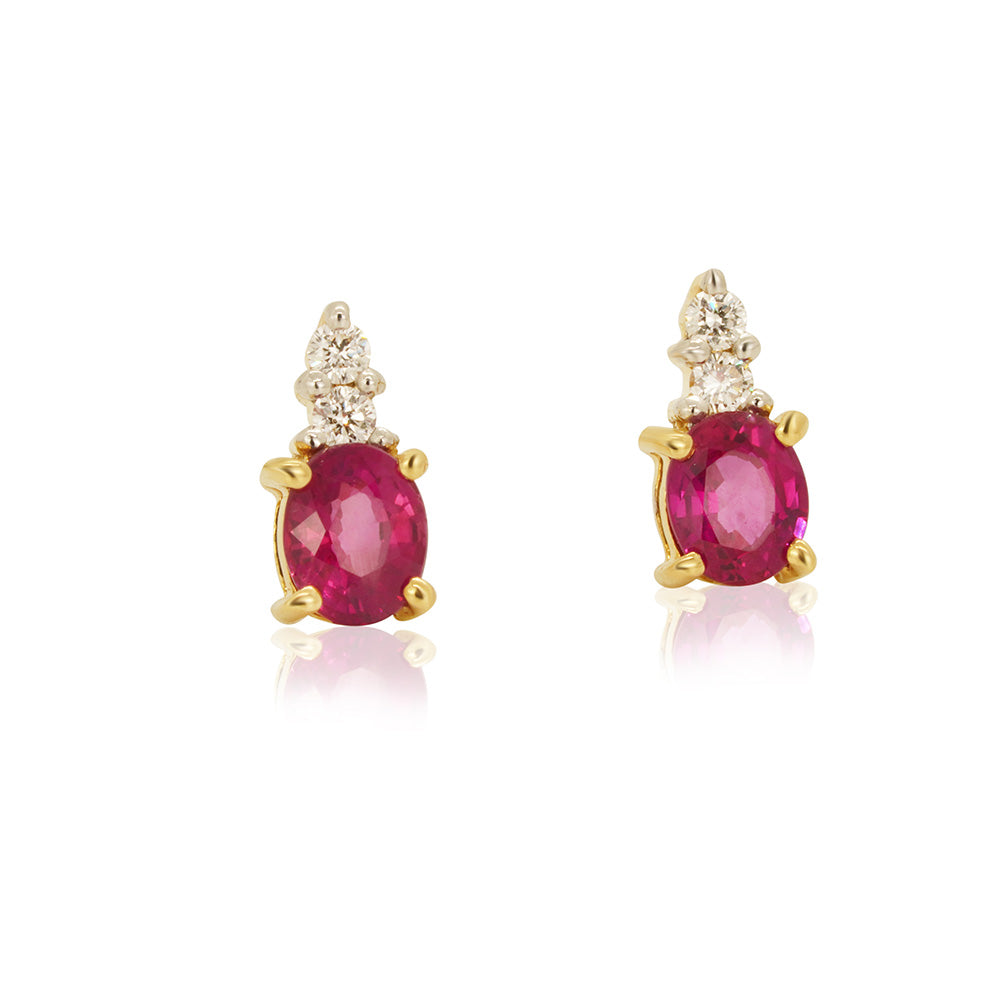 Lotus Flower 18K Gold With Ruby Earring