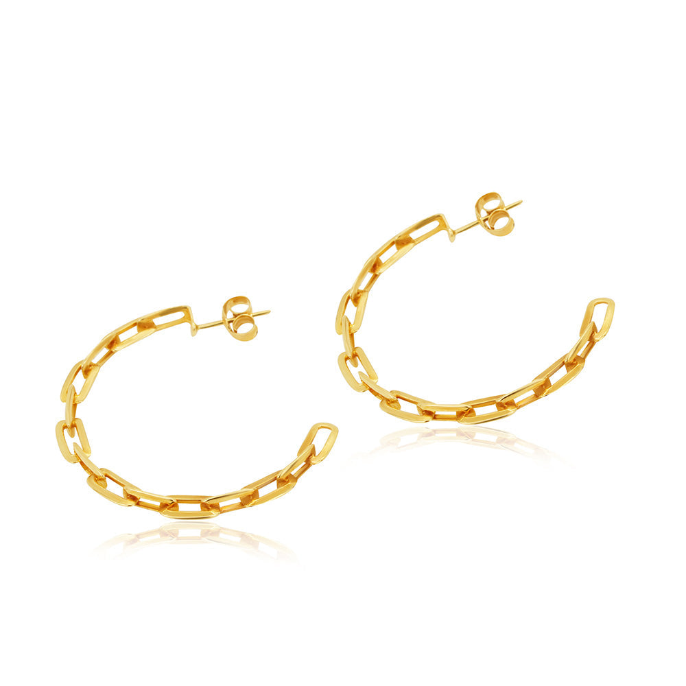 Chain Hoop 18K Gold Earring