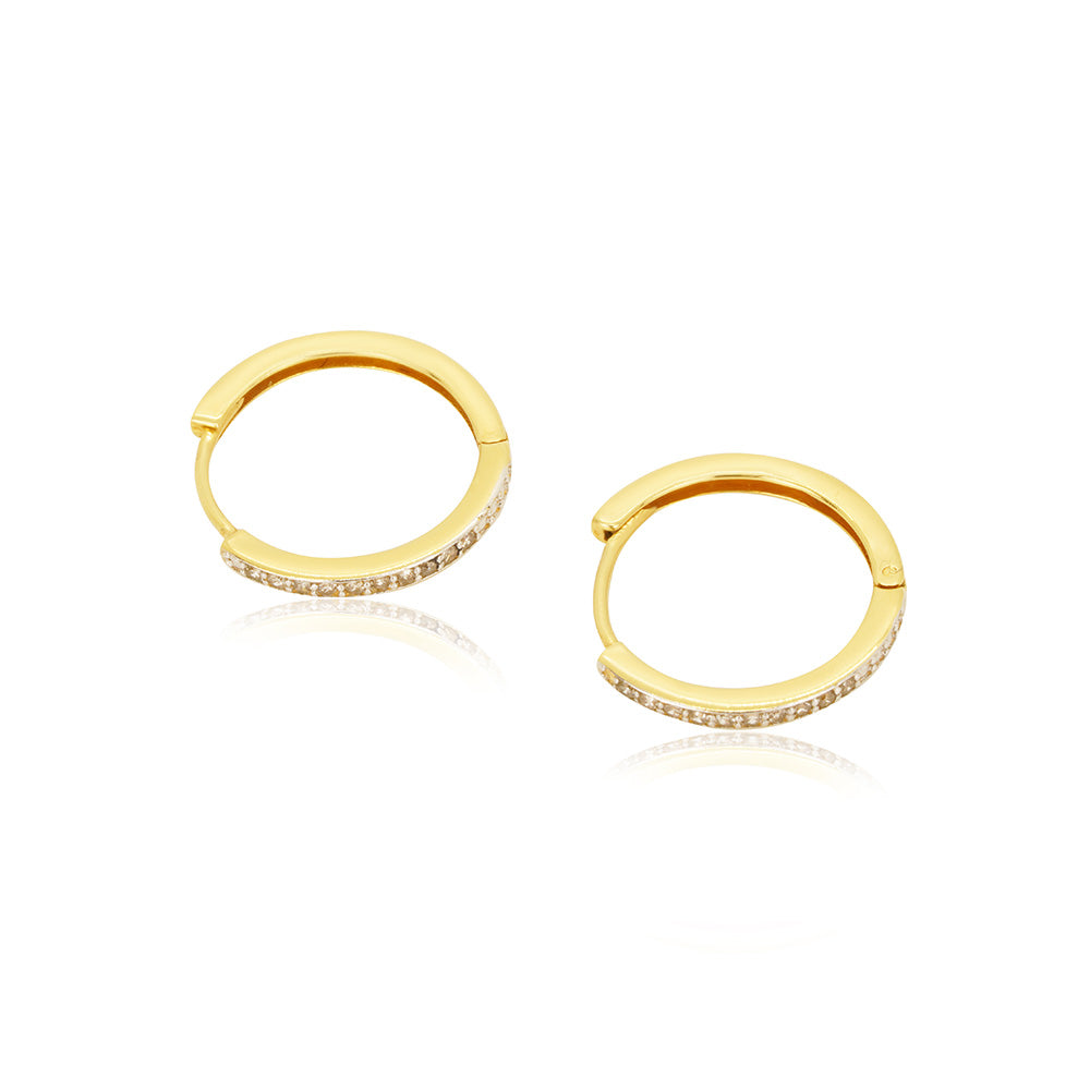 Huggie Hoop with Diamonds 18K Gold Earring