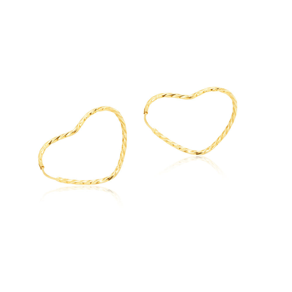 Twisted Heart Hoop 18K Gold Earring