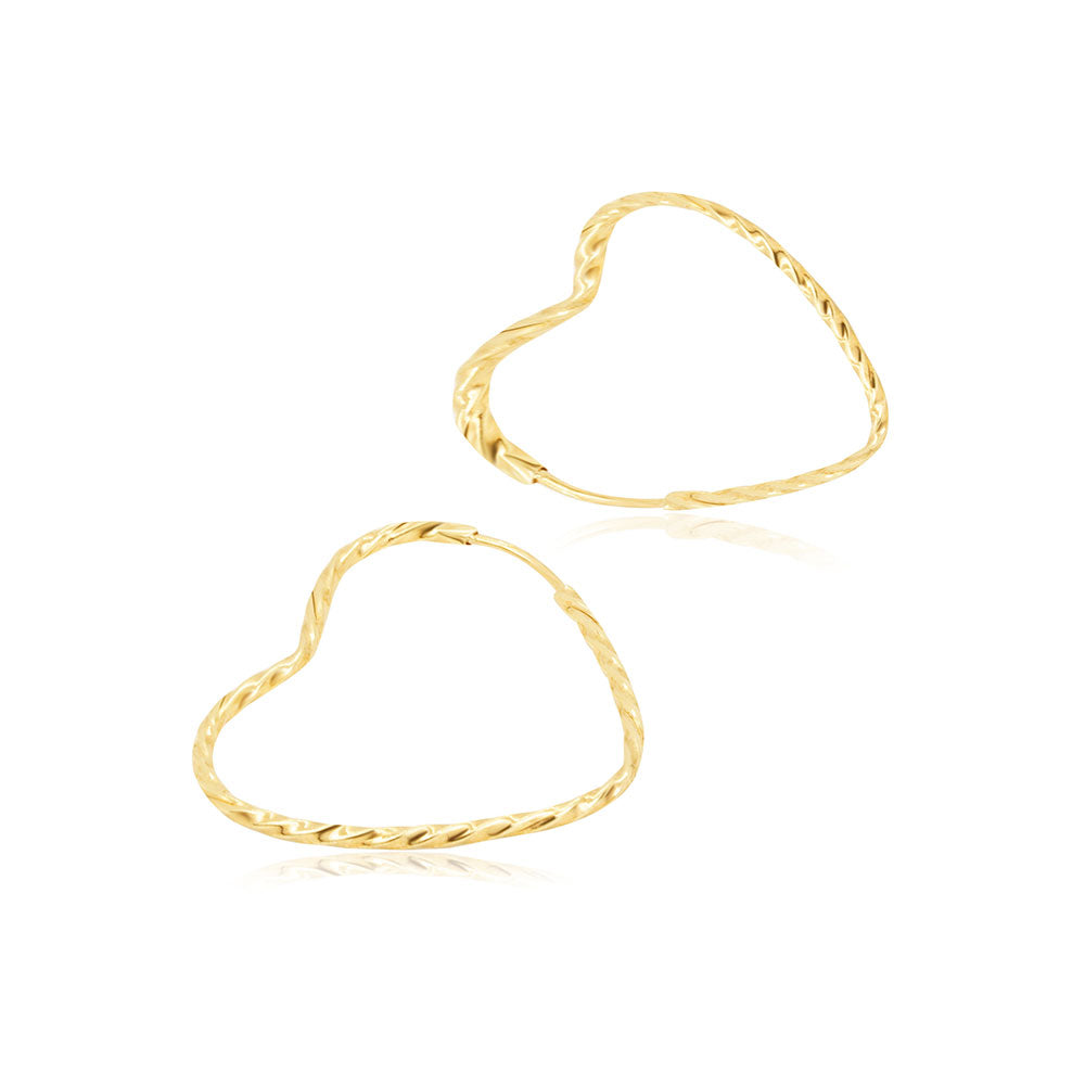 Twisted Heart Hoop 18K Gold Earring