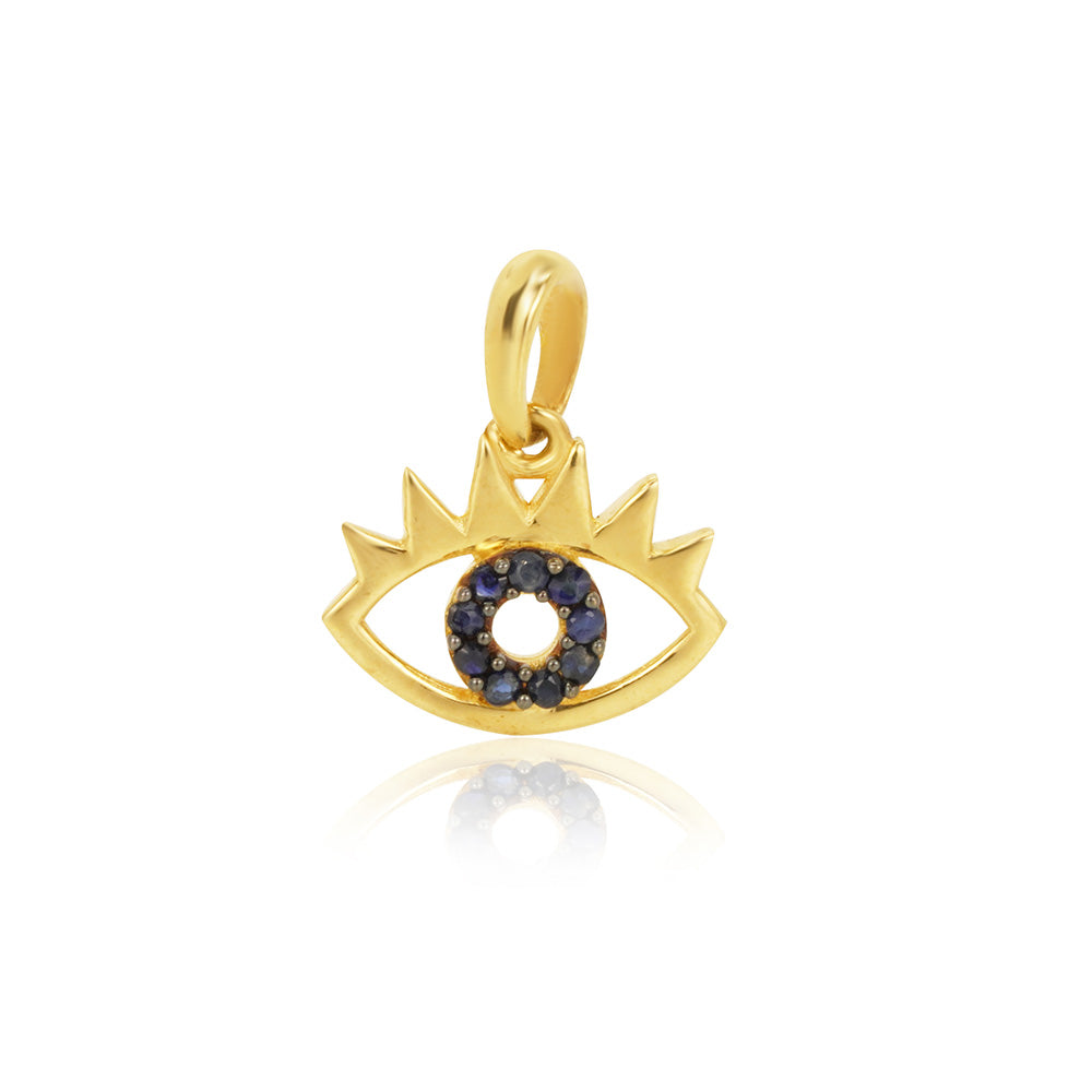 Sapphire Evil Eye 18K Gold Pendant