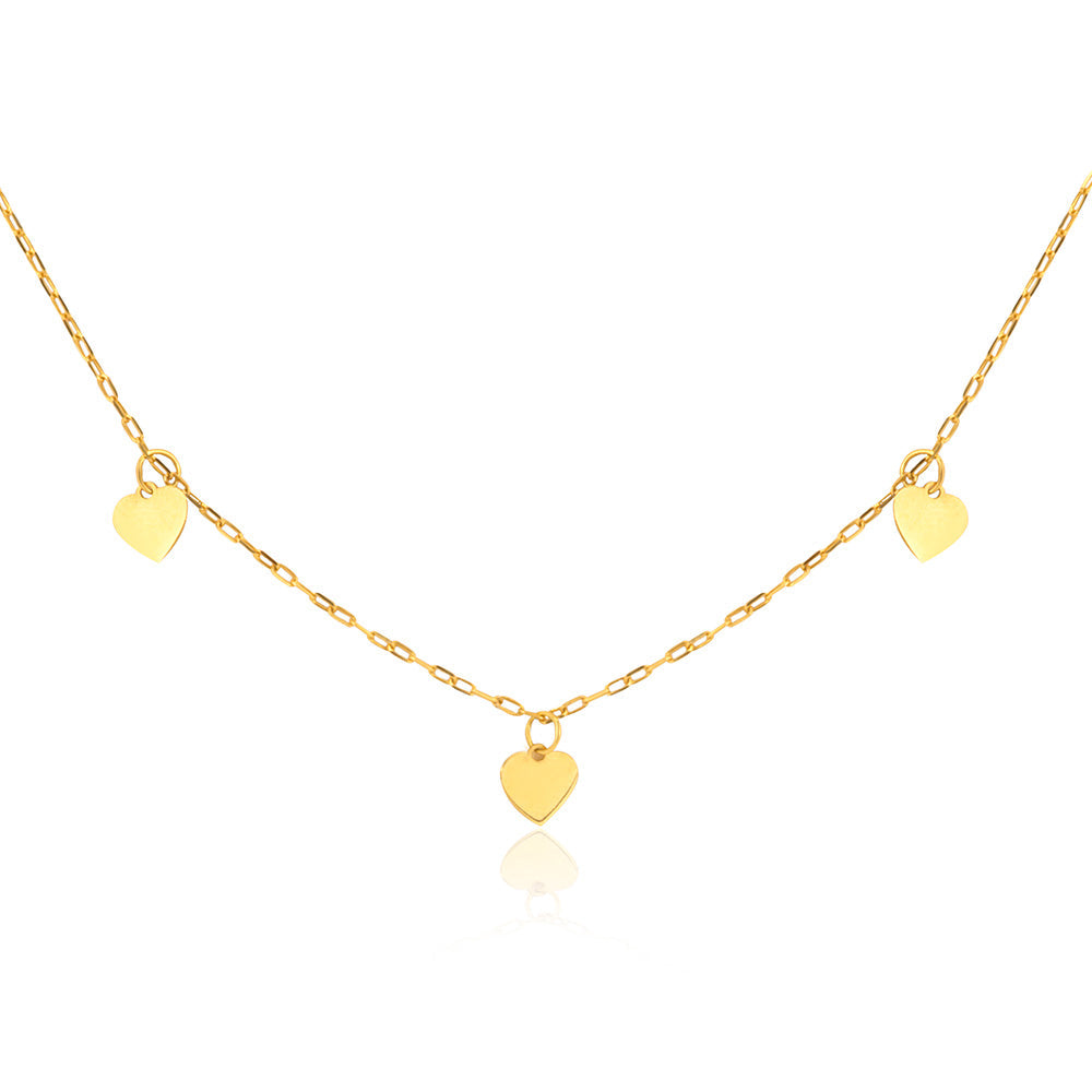 Heart Charm 18K Gold Necklace 17.7 In