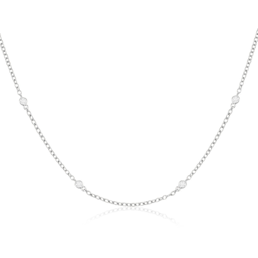 Milano Diamond Necklace  16.5 In - 18K White Gold