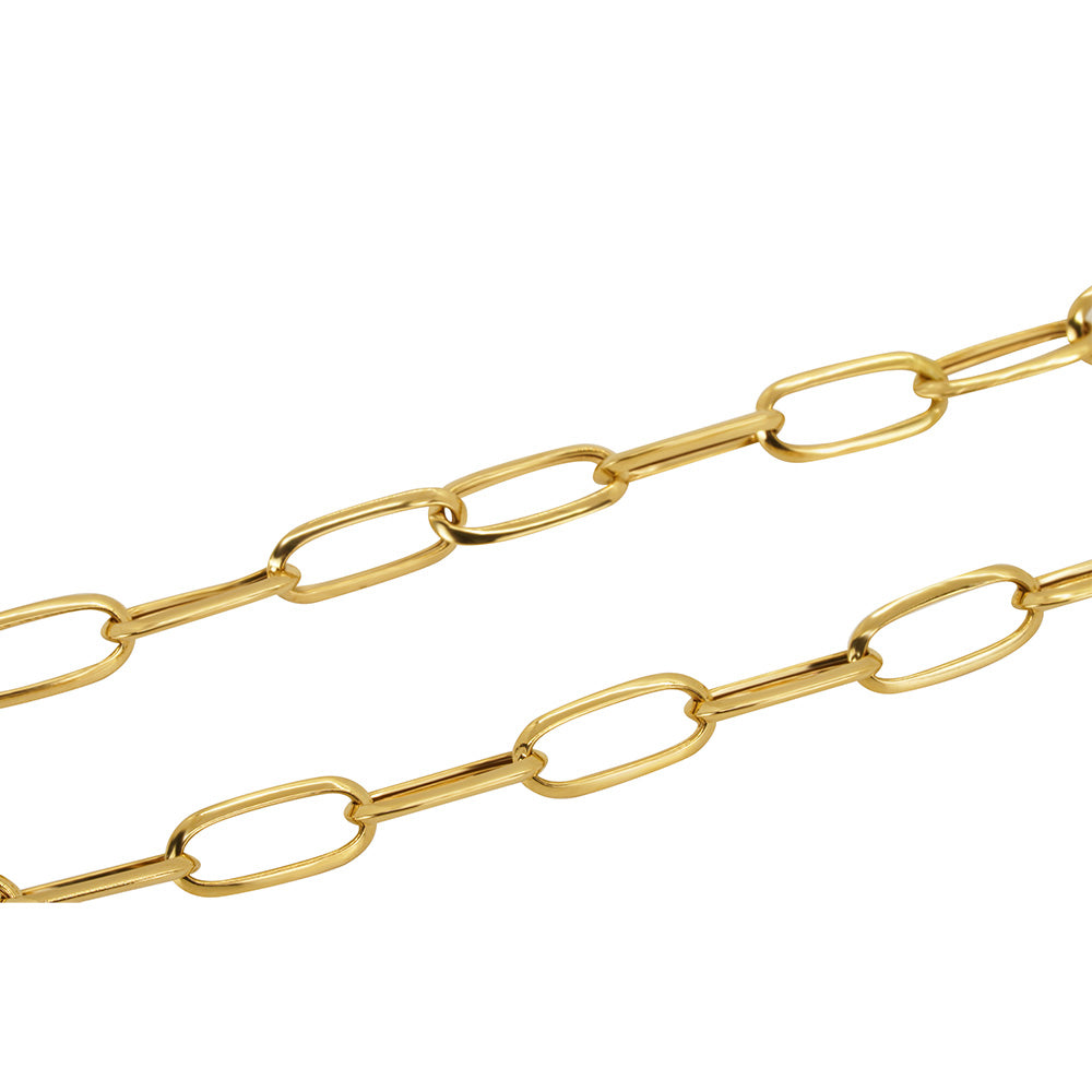 Modern Paperclip Chain 18K Gold Necklace 15.7 In