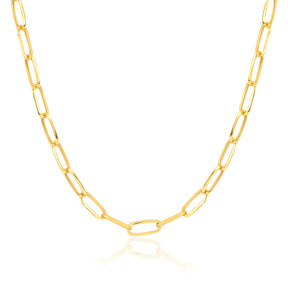 Modern Paperclip Chain 18K Gold Necklace 15.7 In