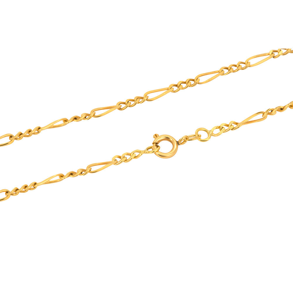 Unisex Figaro Link 18K Gold Necklace 19.6 In
