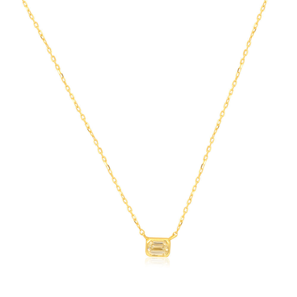 Emerald Cut Solitaire 18K Gold Necklace