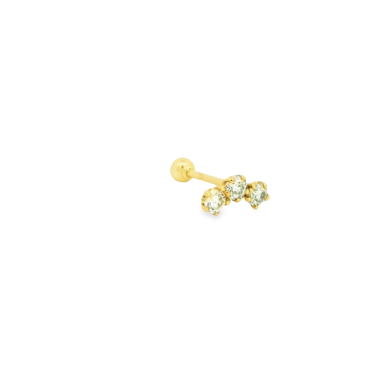 Curved Diamond 18K Gold Piercing